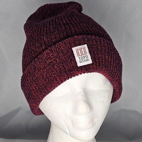 Topo Designs Dark Red Beanie hat - Picture 1 of 1